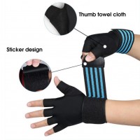 1 Pair Fitness Gloves Non-slip Wear-resistant with Wrist Support Gym Half-finger Work Out Gloves for Cycling