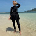 PEIFU 2022 Muslim Swimwear Women Modest Patchwork Hijab Long Sleeves Sport Swimsuit 3pcs Islamic Burkini Wear Bathing Suit S-4XL