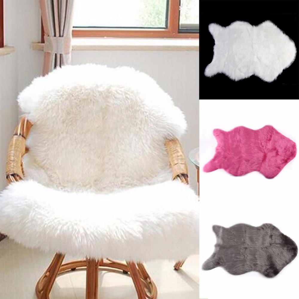 60x40cm Super Soft Faux Sheepskin Washable Carpet Warm Hairy Seat Pad Fluffy Rugs Faux Fur Mats For Floor Chairs Sofas Cushions