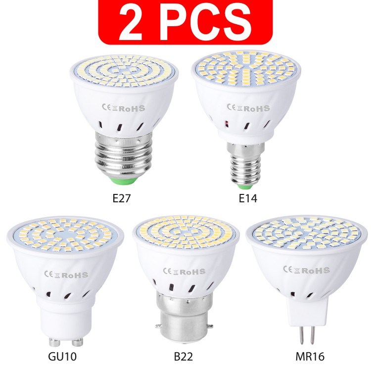 GU10 LED E27 Lamp E14 Spotlight Bulb 48 60 80leds lampara 220V GU 10 bombillas led MR16 gu5.3 Lampada Spot light B22 5W 7W 9W