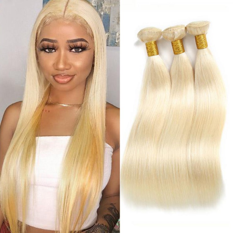 28 30 40 Inch 613 Blonde Brazilian Human Hair Bundles Weave Honey Blonde Glueless Long Straight Weave Weft Remy Hair Extensions