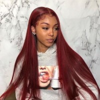 99J Burgundy Human Hair Weave Bundles 3/4 Pieces Pre-colored Brazilian Straight Human Hair Weave Non-Remy Hair Extensions