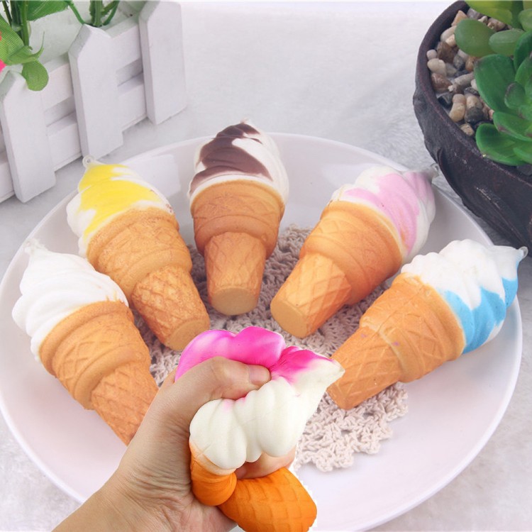 NEW 1pc Cute Ice Cream Simulation Squishy Colorful 10cm Cake Slow Rising Cellphone Straps kawaii Bread Toys wipes anti-stress