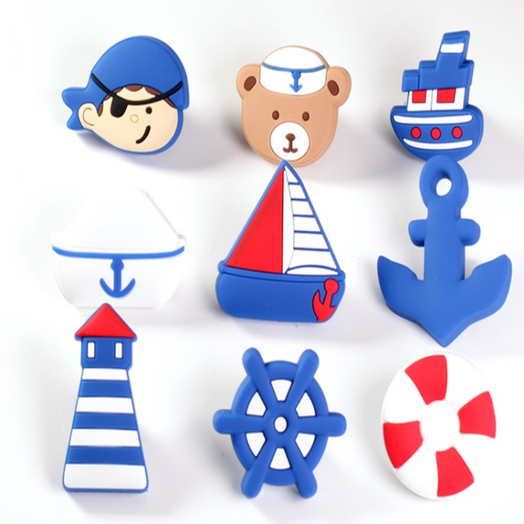 1PCS Cartoon Soft Rubber Cabinet Handles Nautical Series Knobs Style Children Room Drawer Door Pulls Furniture Hardware