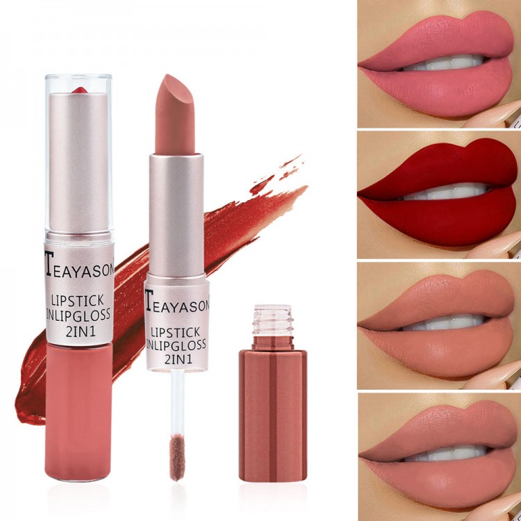 2 in 1 Matte Liquid Lipstick And Matte Lip Gloss Makeup Moisturizing Long Lasting Waterproof Velvet Lipstick 12 Color
