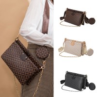 2022 New Pu Leather Lady Crossbody Bag Handbags 3 IN 1 Messenger Bag Women Removable Coin Purse  Luxury Signature Printing Bags