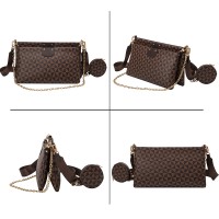 2022 New Pu Leather Lady Crossbody Bag Handbags 3 IN 1 Messenger Bag Women Removable Coin Purse  Luxury Signature Printing Bags