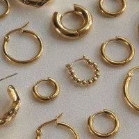 Classic Stainless Steel Ear Buckle for Women Trendy Gold Color Small Large Circle Hoop Earrings Punk  Jewelry Accessories