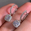 Huitan New Trendy Square Shape Drop Earrings Brilliant Bridal Engagement Wedding Jewelry Elegant Female Dangle Earring Fine Gift