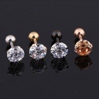 1 pcs Medical Stainless steel Crystal Zircon Ear Studs Earrings For Women/Men 4 Prong Tragus Cartilage Piercing Jewelry
