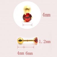 1 pcs Medical Stainless steel Crystal Zircon Ear Studs Earrings For Women/Men 4 Prong Tragus Cartilage Piercing Jewelry