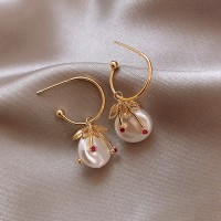 2021 New Trendy Moon Dangle Earrings For Women Temperament Pearl Cherry Cat Rhinestone Pendant Earring Girl Party Jewelry Gift