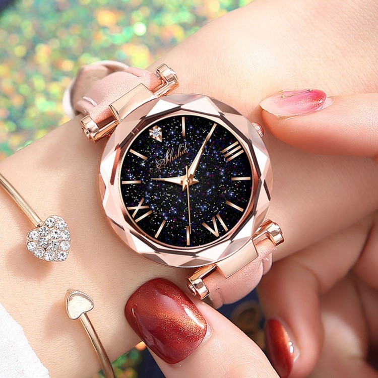 2022 Fashion Stars Women Watch Luminous Charming Little Point Frosted Belt Watch Dotted with Roman Scale Luxury Women&#39;s Casual