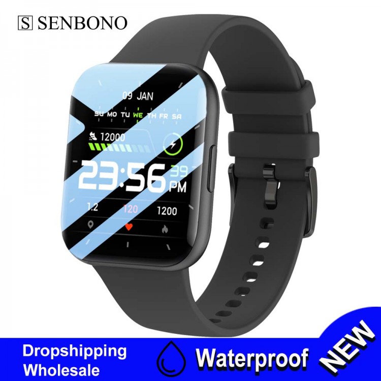 SENBONO New Men Smartwatch Smart Watch Women Wristwatch P25 IP68 Waterproof Fitness Bracelet Sports SPO2/BP/HR Clock for Android