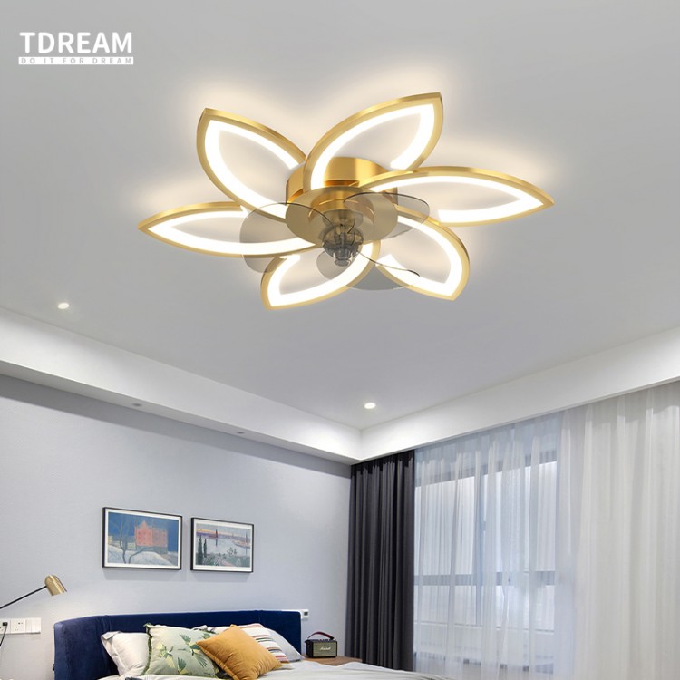 New Flower Fan for Living Room Bedroom Home Lights Modern Led Ceiling Lamp with Remote Control Brightness Fixtures