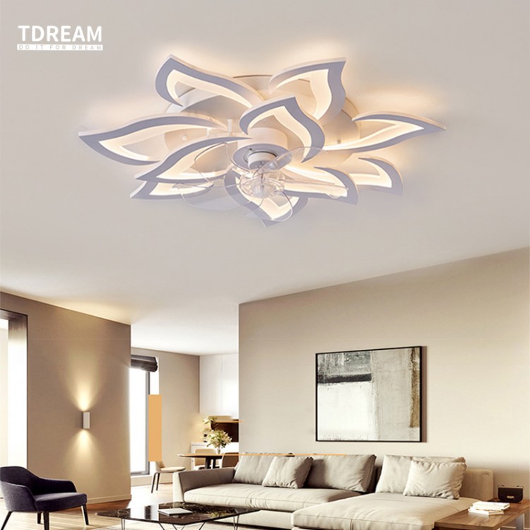 Modern LED Ceiling Fan with Light  Wind Adjustable Speed for Living Bedroom Decor Room Lustre Chandeliers Ceiling Fans Lamp