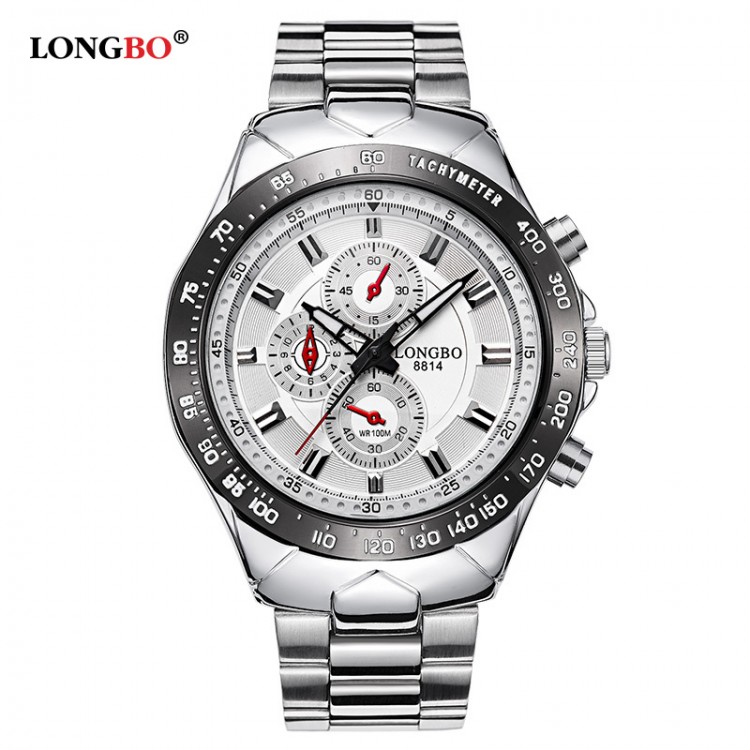 LONGBO Military Watch for Men Clock  Watches Top Brand Luxury Stainless Steel Men Quartz Wristwatches Waterproof