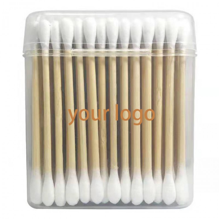 100 Count Cotton Swabs, Natural Double Round Cotton Tip Cotton Buds with Strong Wooden Sticks for Ears, Cruelty-Free Ear Swabs | DEIL-CHINA