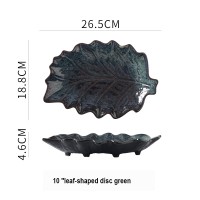 Japanese style ceramic household fish dish creative blue and green glaze leaf shaped sushi plate | DEIL-CHINA