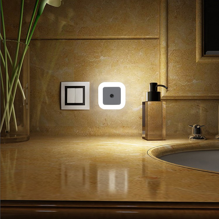 Bathroom Bedroom Hallway Plug-in Touch Sensor Square LED Night Light