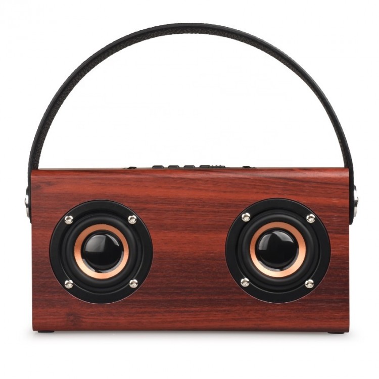 2022 New Arrival Yellow Color Wooden Wireless Bluetooths Speaker With Carry Handle And A Retro Boom Box