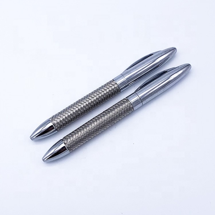 Hot Sale Customized LOGO Writing Pens spot Stainless Steel Wire Braid Metal Pen Sliver Ball Pen For Business office Gift