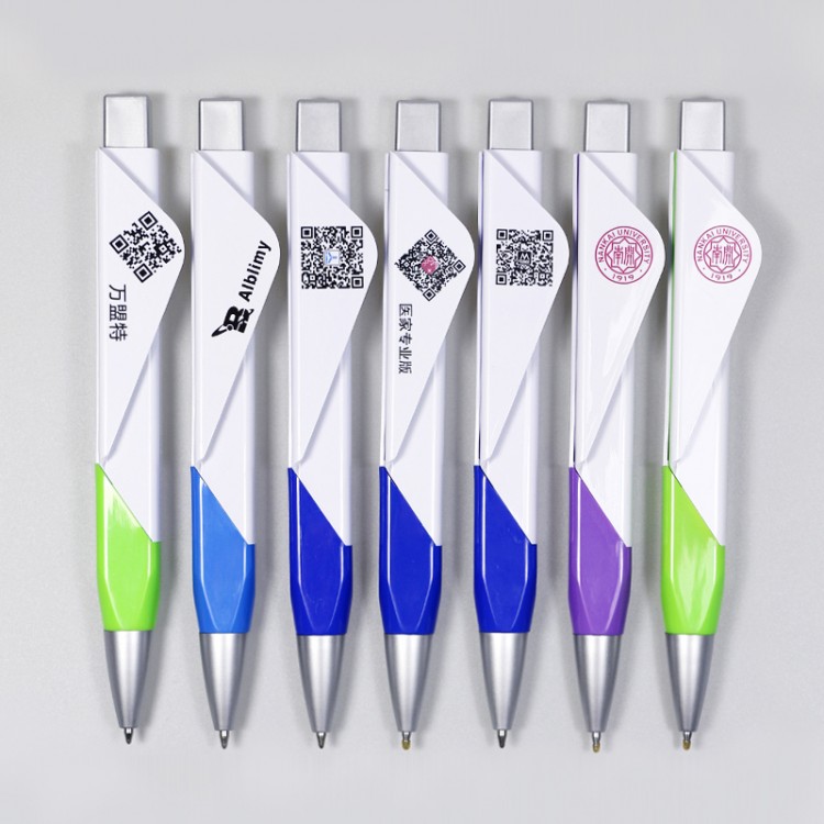 Best square logo pen customized pens with QR code fancy ball pen