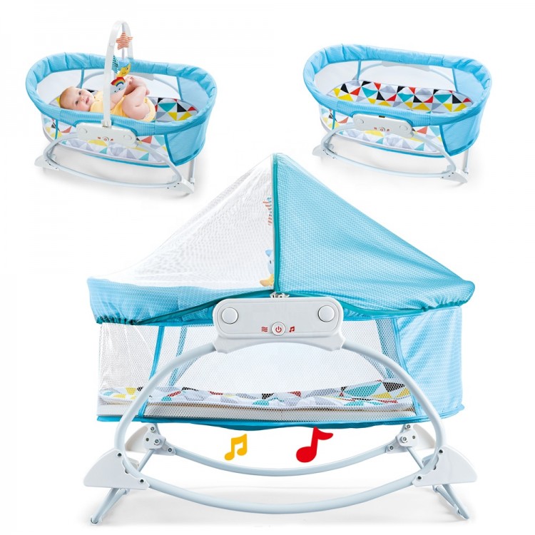 3 in 1 portable electric baby cradle sets toy tent foldable baby musical sleeping rocking swing bed for newborn kid bassinet