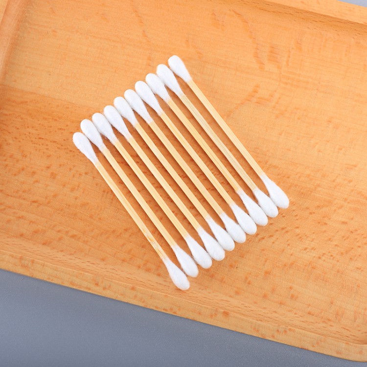 100PCS Eco Ear Cleaning Buds Bamboo/Wooden Stick Cotton Makeup Swab
