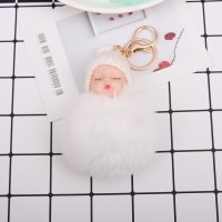 Imitation Rex rabbit fur ball sleeping cute doll key chain car key bag pendant

